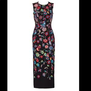 ML Monique Lhuillier MultiFloral Embroidered Dress